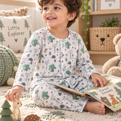 Bunny Green |Full Sleeves| 120 GSM Trapeze Weave Muslin Fabric |  Soft Unisex Muslin Set for New Born to 6 Years