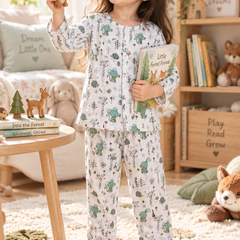 Bunny Green |Full Sleeves| 120 GSM Trapeze Weave Muslin Fabric |  Soft Unisex Muslin Set for New Born to 6 Years
