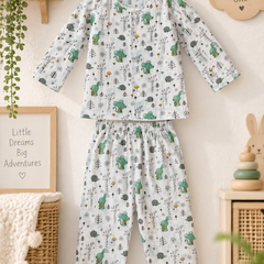 Bunny Green |Full Sleeves| 120 GSM Trapeze Weave Muslin Fabric |  Soft Unisex Muslin Set for New Born to 6 Years