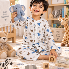 Sober Jungle |Full Sleeves| 120 GSM Trapeze Weave Muslin Fabric |  Soft Unisex Muslin Set for New Born to 6 Years