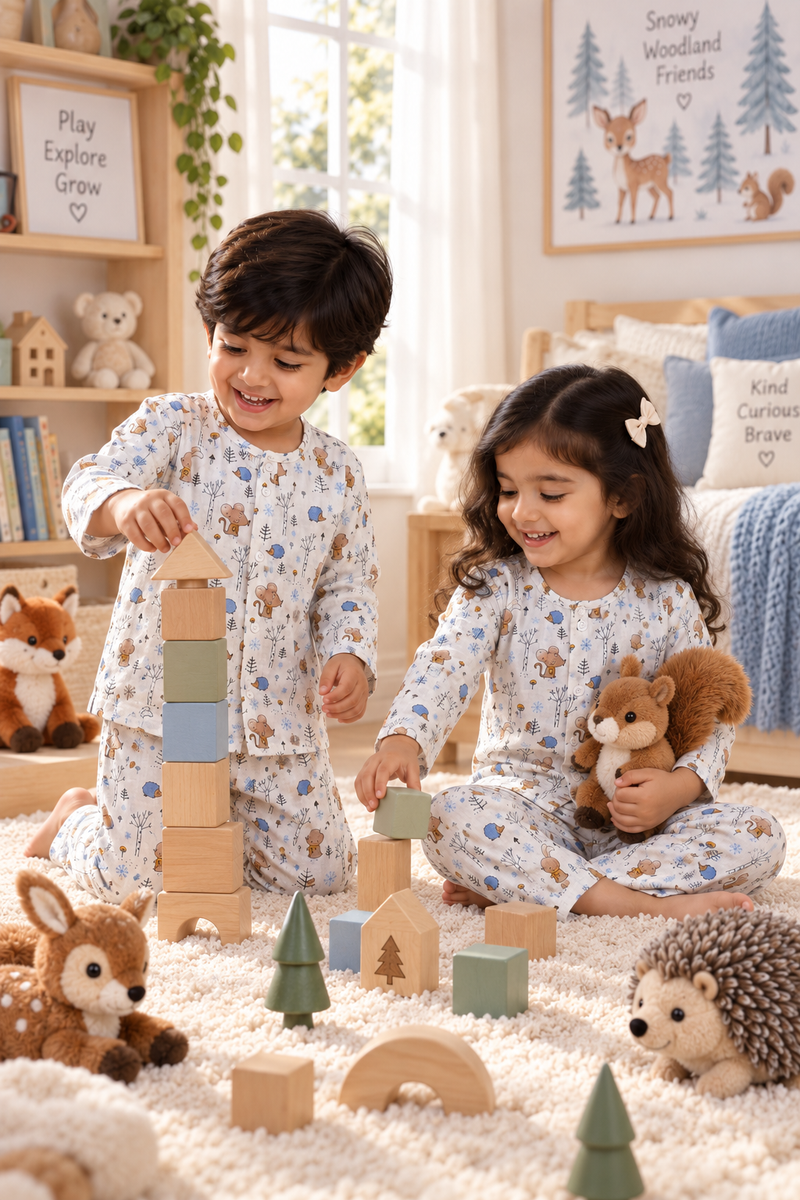 HedgeHog |Full Sleeves| 120 GSM Trapeze Weave Muslin Fabric |  Soft Unisex Muslin Set for New Born to 6 Years