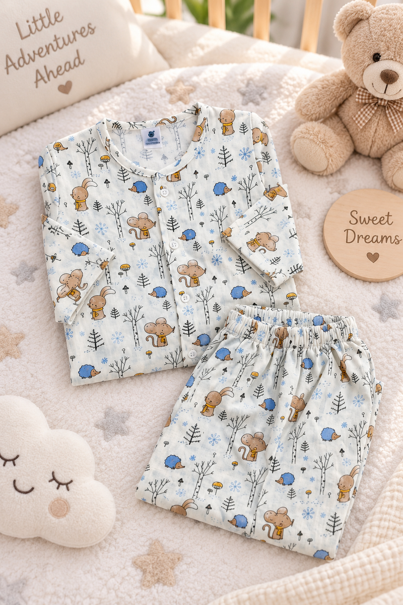 HedgeHog |Full Sleeves| 120 GSM Trapeze Weave Muslin Fabric |  Soft Unisex Muslin Set for New Born to 6 Years
