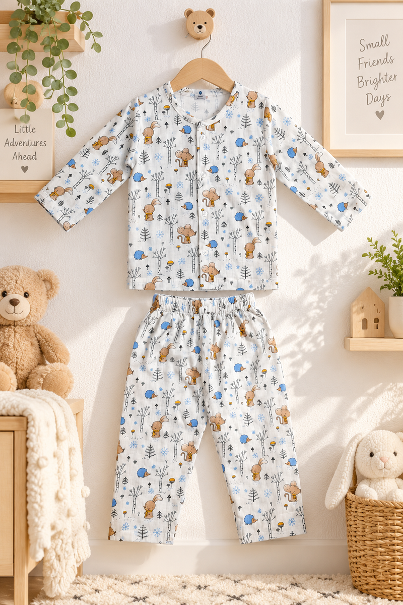HedgeHog |Full Sleeves| 120 GSM Trapeze Weave Muslin Fabric |  Soft Unisex Muslin Set for New Born to 6 Years