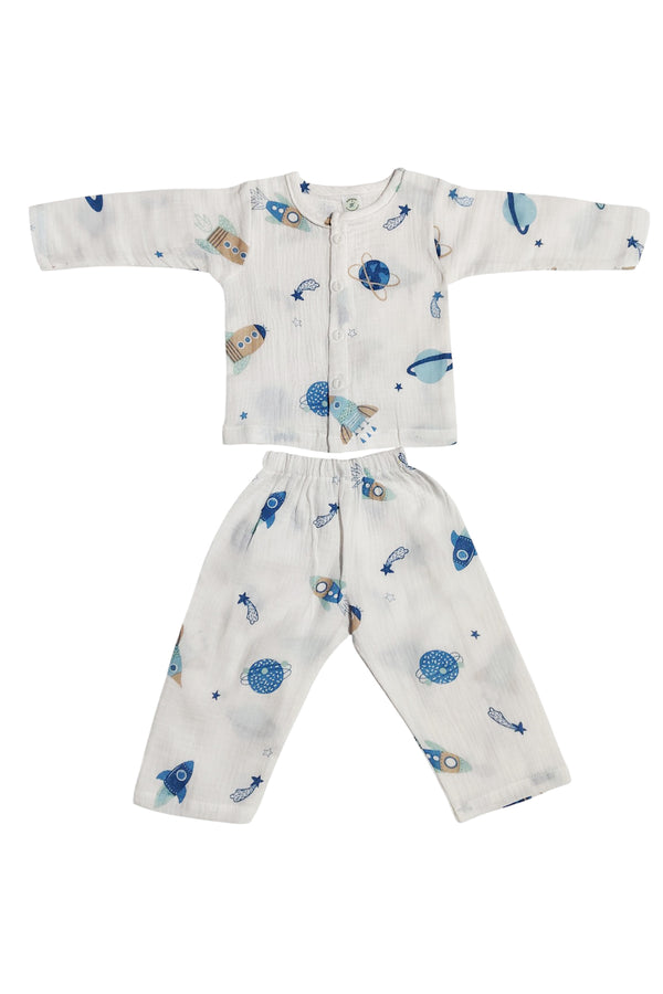 Kradyl Kroft Planet Double Layered Soft Muslin Night Suit Set for New Born to 36 Months
