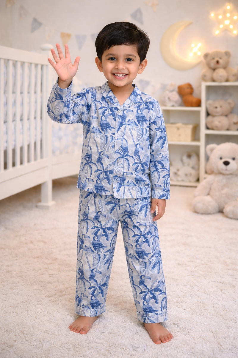 Blue Beach - 100% Cotton Lightweight Cambric Soft Unisex Muslin Set for New Born to 6 Years