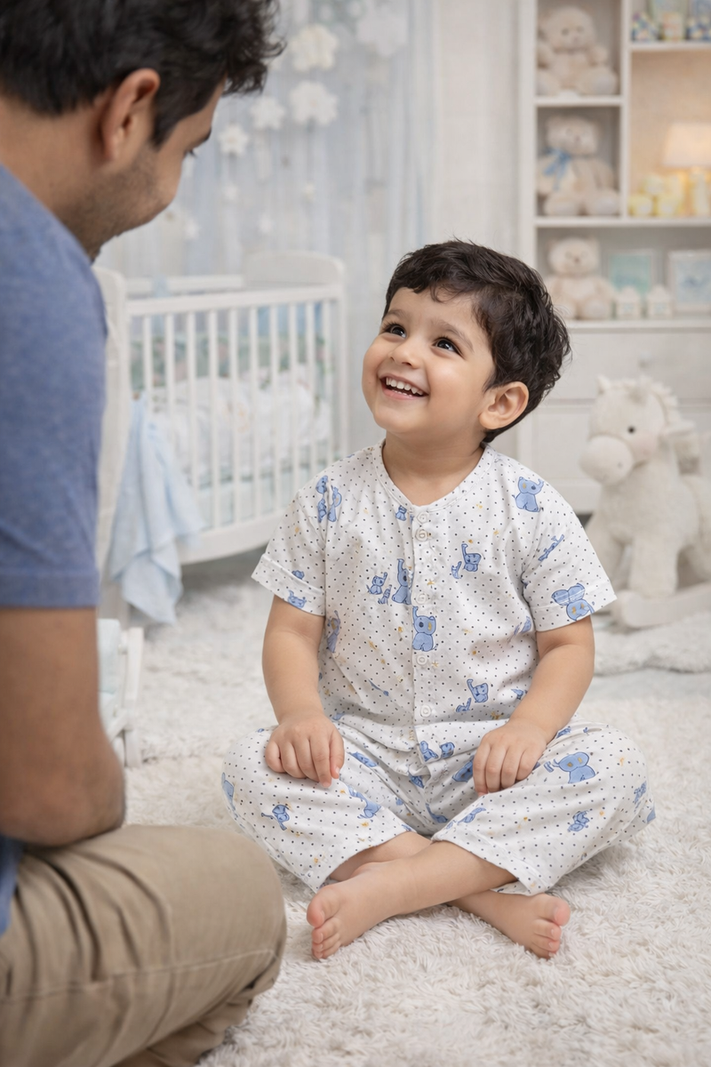 2 Ellis |Half Sleeves| Checkered Muslin|  Soft Unisex Muslin Set for New Born to 6 Years