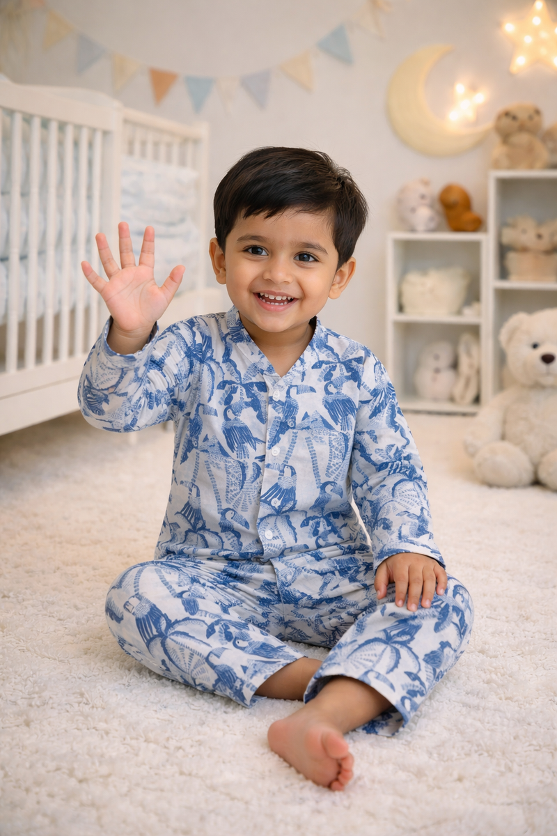 Blue Beach - 100% Cotton Lightweight Cambric Soft Unisex Muslin Set for New Born to 6 Years