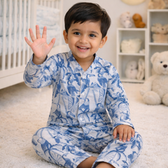 Blue Beach - 100% Cotton Lightweight Cambric Soft Unisex Muslin Set for New Born to 6 Years
