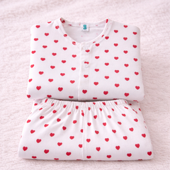 Red Hearts |Half Sleeves| Checkered Muslin| Soft Unisex Muslin Set for New Born to 6 Years