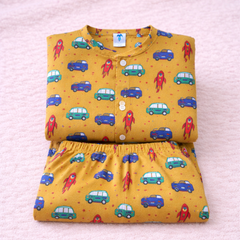 Yellow Car - 100% Cotton Lightweight Cambric Soft Unisex Muslin Set for New Born to 6 Years