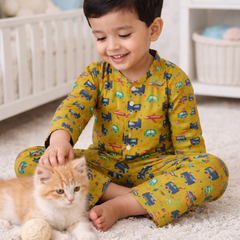 Yellow Car - 100% Cotton Lightweight Cambric Soft Unisex Muslin Set for New Born to 6 Years