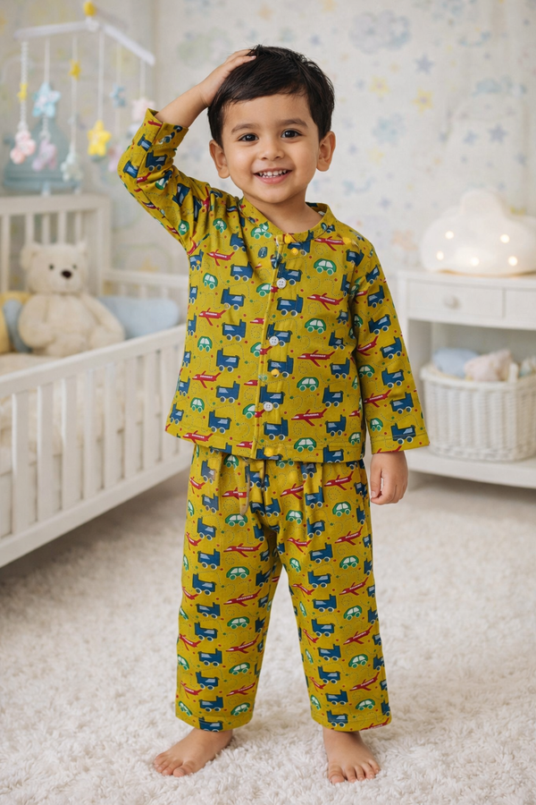 Yellow Car - 100% Cotton Lightweight Cambric Soft Unisex Muslin Set for New Born to 6 Years