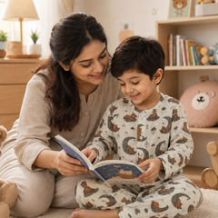 Goodnight Bear | Premium Crinkled Double Layered Soft Unisex Muslin Set for New Born to 6 Years