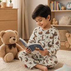 Goodnight Bear | Premium Crinkled Double Layered Soft Unisex Muslin Set for New Born to 6 Years