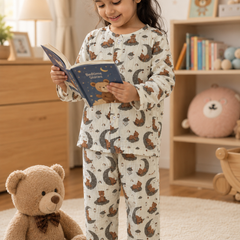Goodnight Bear | Premium Crinkled Double Layered Soft Unisex Muslin Set for New Born to 6 Years