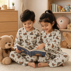 Goodnight Bear | Premium Crinkled Double Layered Soft Unisex Muslin Set for New Born to 6 Years