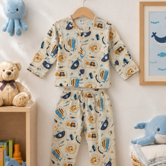 Just Blue Fish| Premium Crinkled Double Layered Soft Unisex Muslin Set for New Born to 6 Years