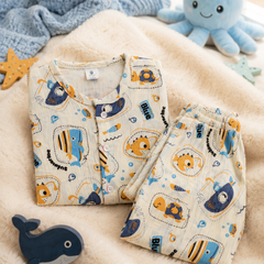 Just Blue Fish| Premium Crinkled Double Layered Soft Unisex Muslin Set for New Born to 6 Years