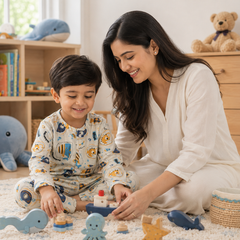 Just Blue Fish| Premium Crinkled Double Layered Soft Unisex Muslin Set for New Born to 6 Years