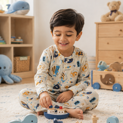 Just Blue Fish| Premium Crinkled Double Layered Soft Unisex Muslin Set for New Born to 6 Years