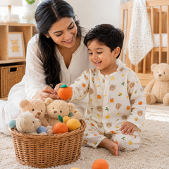 Just Bear Orange| Premium Crinkled Double Layered Soft Unisex Muslin Set for New Born to 6 Years