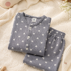 Just Grey Hearts| Premium Crinkled Double Layered Soft Unisex Muslin Set for New Born to 6 Years