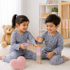Just Grey Hearts| Premium Crinkled Double Layered Soft Unisex Muslin Set for New Born to 6 Years