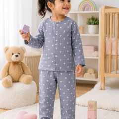 Just Grey Hearts| Premium Crinkled Double Layered Soft Unisex Muslin Set for New Born to 6 Years
