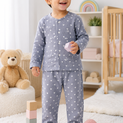 Just Grey Hearts| Premium Crinkled Double Layered Soft Unisex Muslin Set for New Born to 6 Years