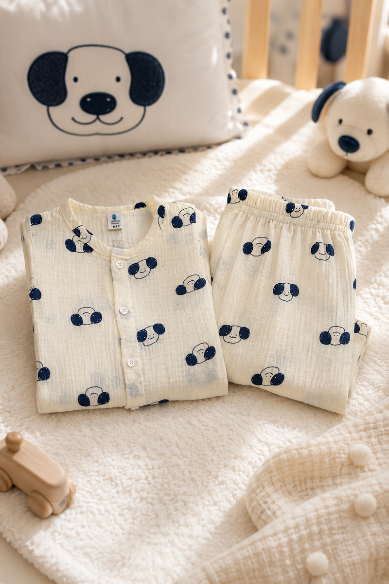 Just Puppito| Premium Crinkled Double Layered Soft Unisex Muslin Set for New Born to 6 Years
