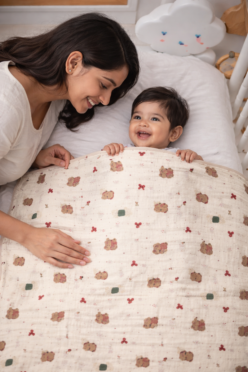 Premium Muslin Quilts for 0 to 2 Yrs | Xmas Teddy