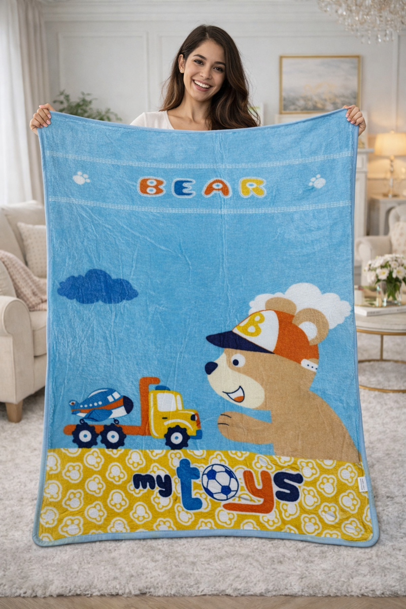Lightweight Soft Plush Velvet Fleece 2 way Printed Blanket for 1 -7 Year Olds - My Toys
