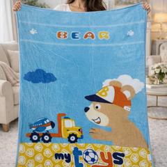 Lightweight Soft Plush Velvet Fleece 2 way Printed Blanket for 1 -7 Year Olds - My Toys
