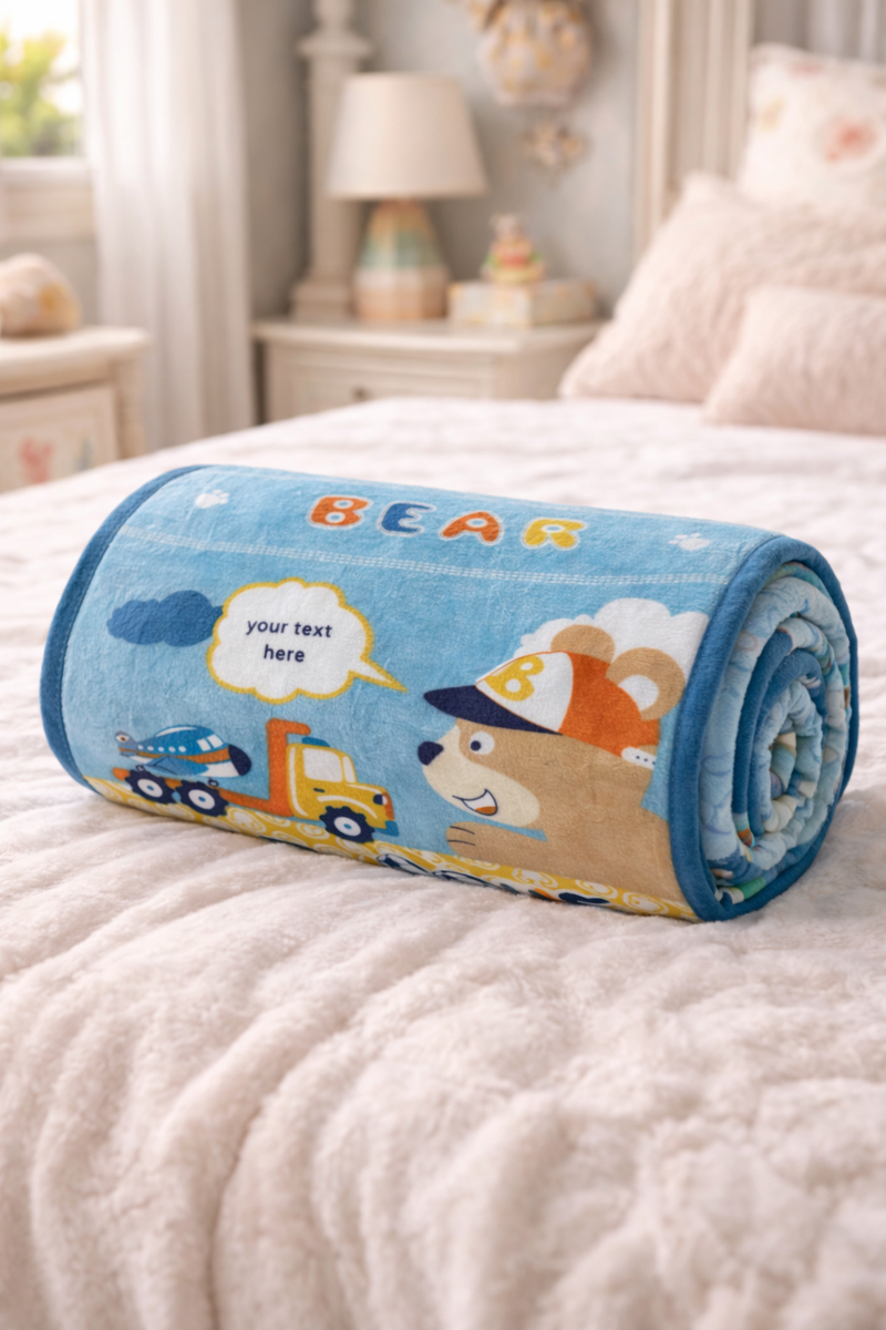 Lightweight Soft Plush Velvet Fleece 2 way Printed Blanket for 1 -7 Year Olds - My Toys