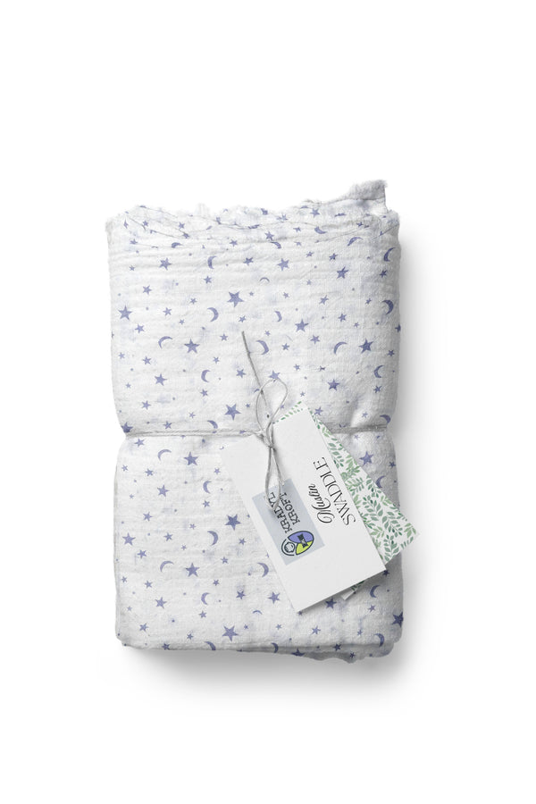 Muslin Swaddle for Infants 100 X 120 Cms - Blue Hearts