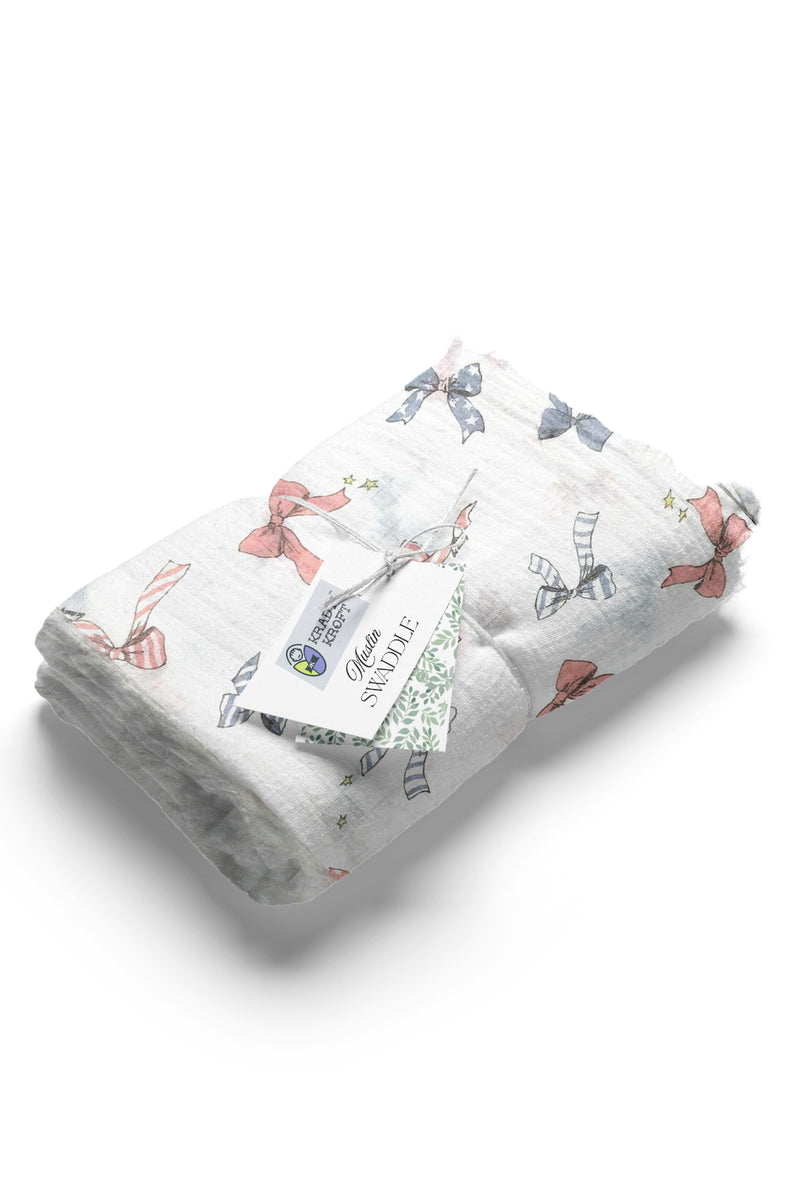 Muslin Swaddle for Infants 100 X 120 Cms - Bows