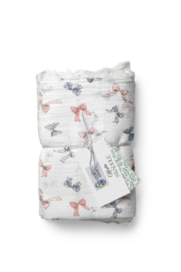 Muslin Swaddle for Infants 100 X 120 Cms - Bows