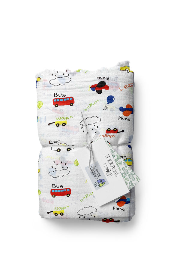 Muslin Swaddle for Infants 100 X 120 Cms - Little Bus