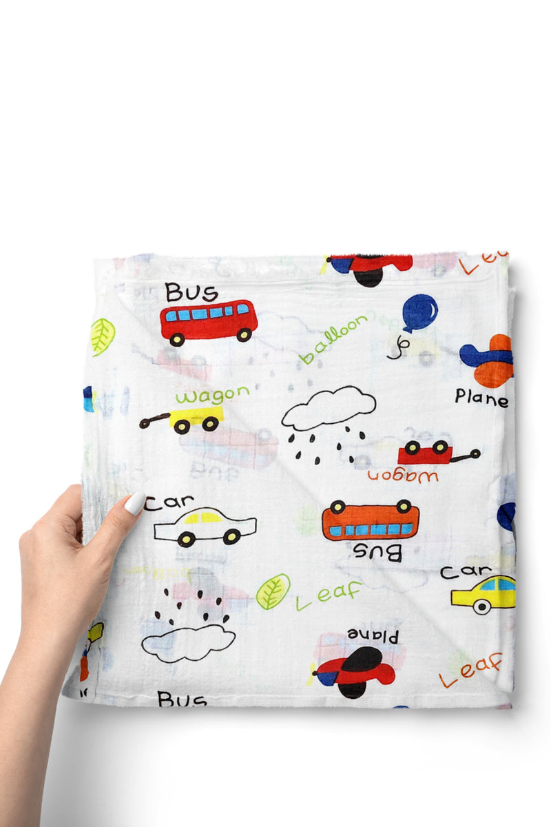 Muslin Swaddle for Infants 100 X 120 Cms - Little Bus