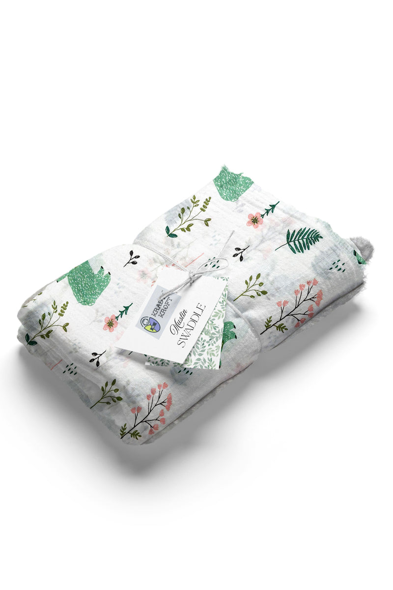 Muslin Swaddle for Infants 100 X 120 Cms - Polar Green