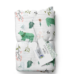 Muslin Swaddle for Infants 100 X 120 Cms - Polar Green