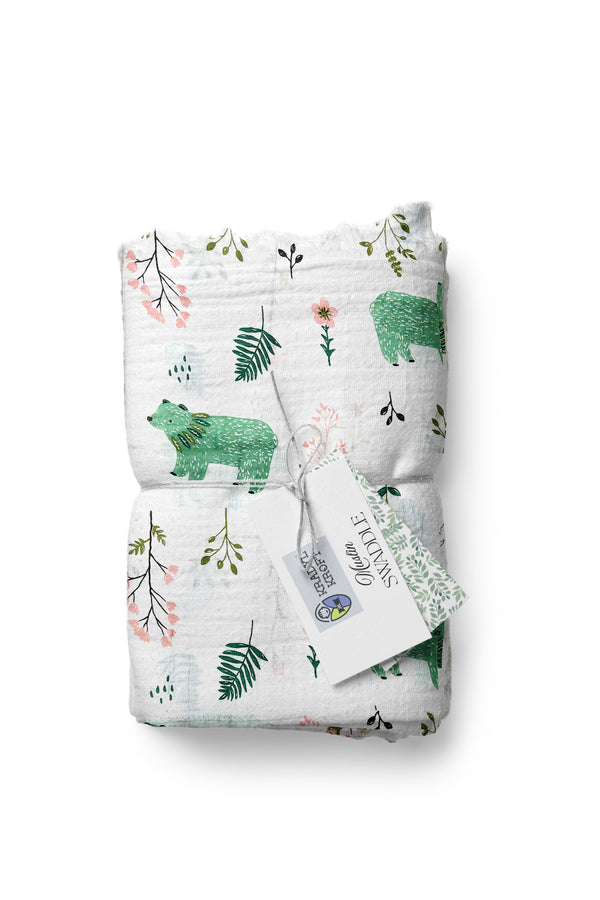 Muslin Swaddle for Infants 100 X 120 Cms - Polar Green