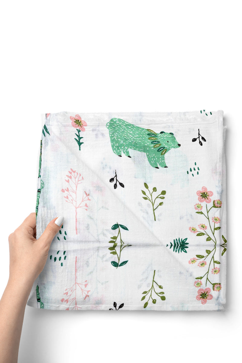 Muslin Swaddle for Infants 100 X 120 Cms - Polar Green