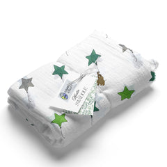 Muslin Swaddle for Infants 100 X 120 Cms - Green Star
