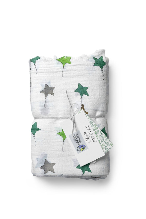Muslin Swaddle for Infants 100 X 120 Cms - Green Star