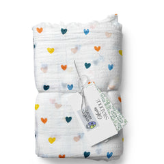 Muslin Swaddle for Infants 100 X 120 Cms - Little Hearts