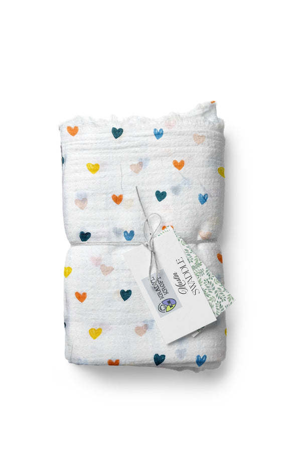 Muslin Swaddle for Infants 100 X 120 Cms - Little Hearts