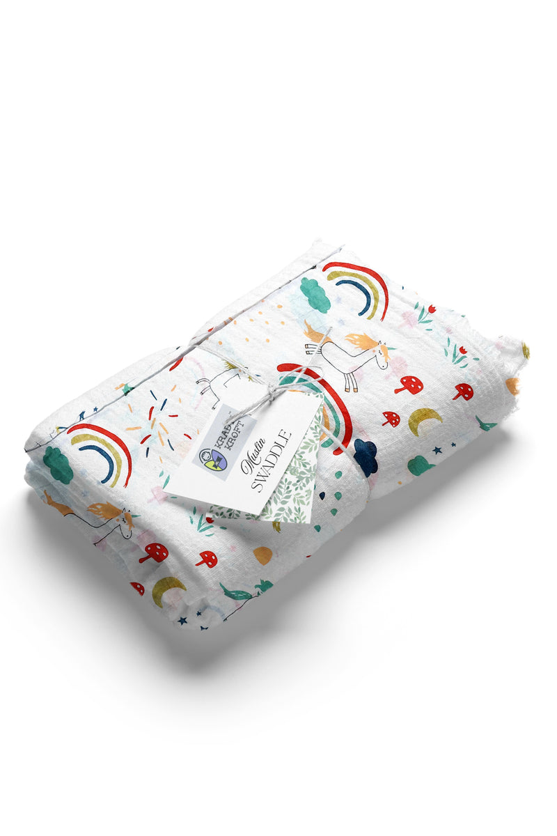 Muslin Swaddle for Infants 100 X 120 Cms - Rainbow