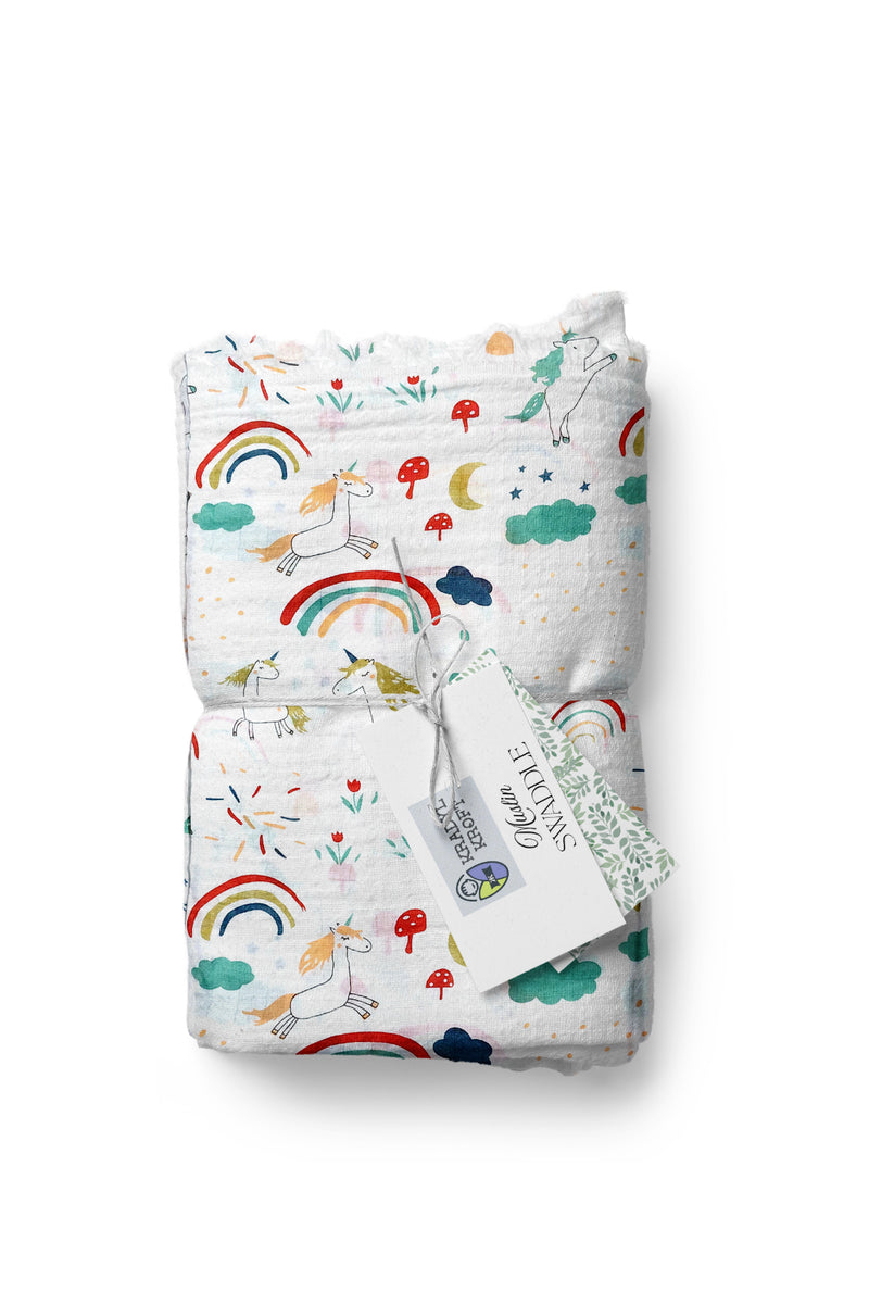 Muslin Swaddle for Infants 100 X 120 Cms - Rainbow