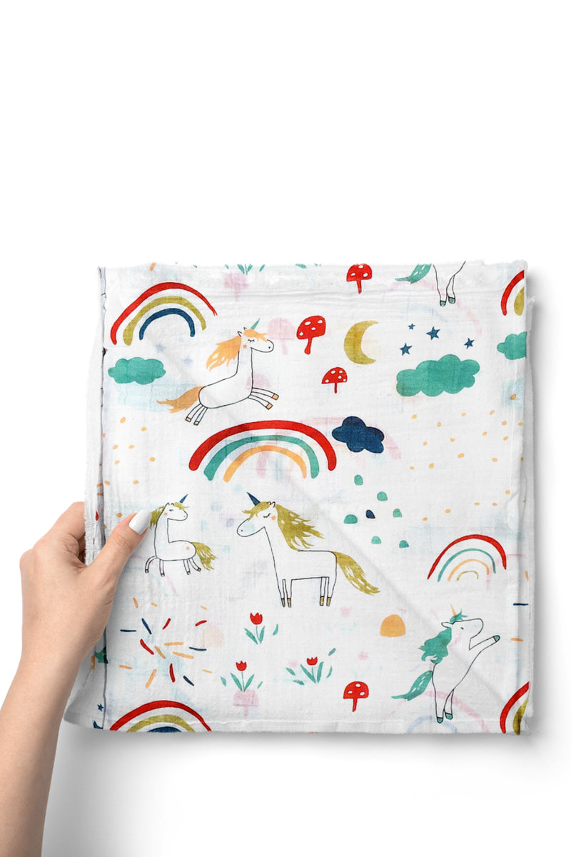 Muslin Swaddle for Infants 100 X 120 Cms - Rainbow